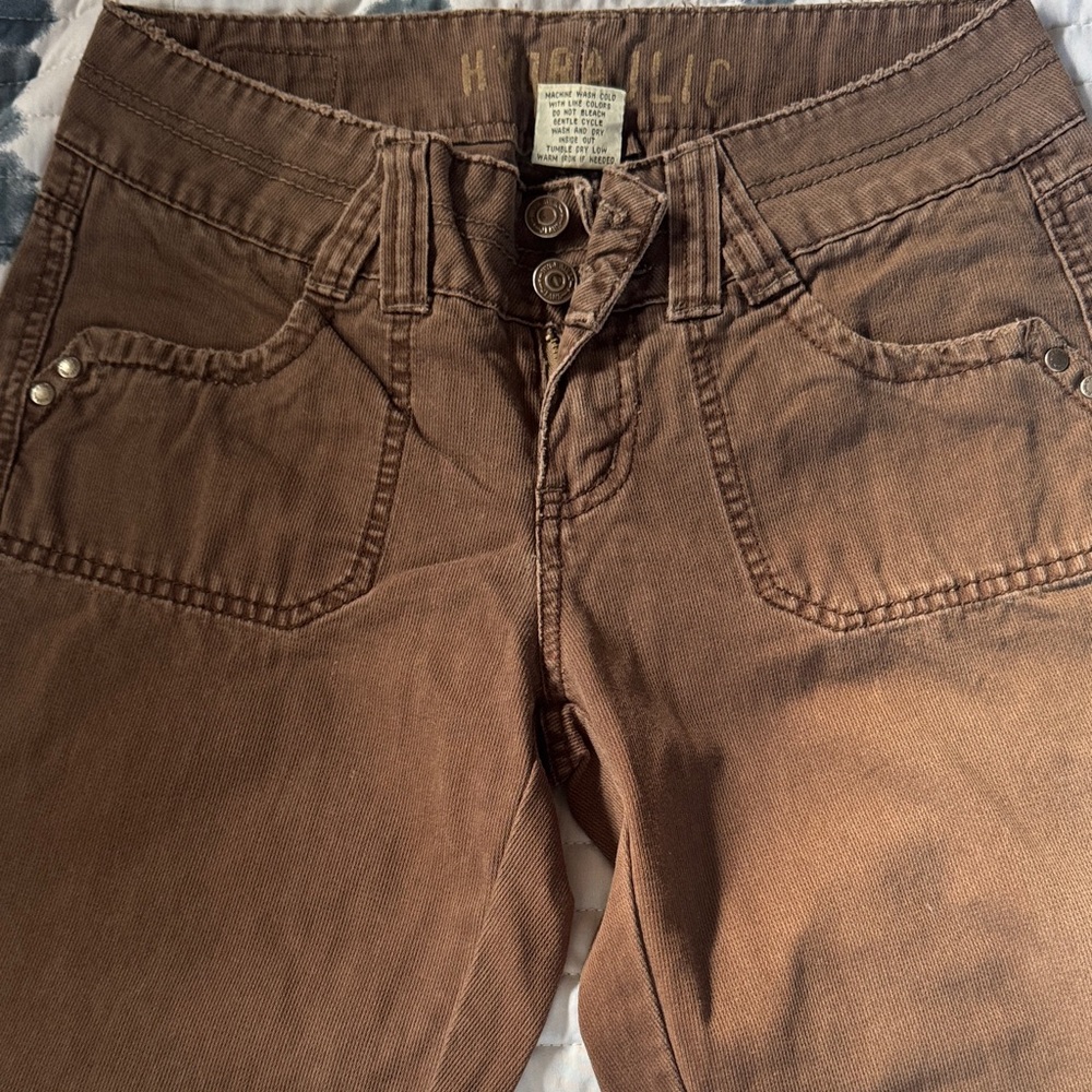 Hydraulic light brown mid rise Jeans with Button Detail 3/4